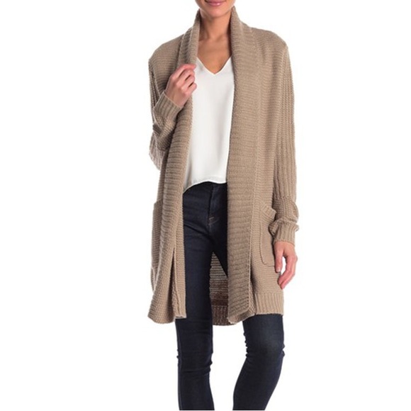 NWT John & Jenn Midi Knit Open Front Cardigan in Taupe / Mink color, size L - Picture 2 of 8